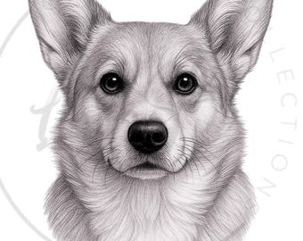 Lámina artística con retrato de perro Corgi / Decoración moderna para el hogar de 8x10 pulgadas (Descarga digital)