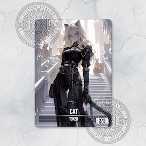 CAT Token 2/2 - Custom Art Token - Anime style - Darkly Alluring Feline: Gorgeous Goth Cat