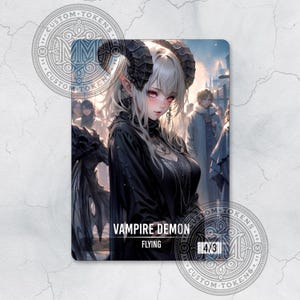 VAMPIR DÄMON Token 4/3 - Black Mana, Custom Art Token - Anime style - Ethereal Night Stalker: Anziehender Vampir Unhold auf der Jagd