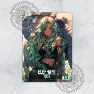 Ficha ELEFANTE - 3/3 (EL24) - Ficha de arte personalizada - Estilo anime - Gobernante elefante noble: hermoso, fuerte, atemporal