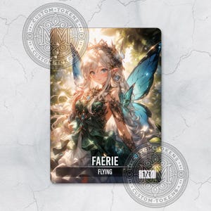 Faerie - Flying Token - Green - Custom Art Token - Anime style - Mystical Faerie: Radiant Wings