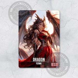 DRAGON avec jeton volant - 5/5 (DRA24) - jeton d'art personnalisé - style anime - Ethereal Dragon : gracieux souverain des cieux
