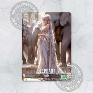 ELEPHANT Token - 3/3 (ELA24) - Custom Art Token - Anime style - Majestic Elephant Queen: Ruler of Realms