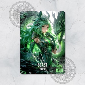 Token BESTIA 4/4 VERDE (BEA24) - Token de arte personalizado - Estilo anime - Feroz y hermosa: una bestia hermosa