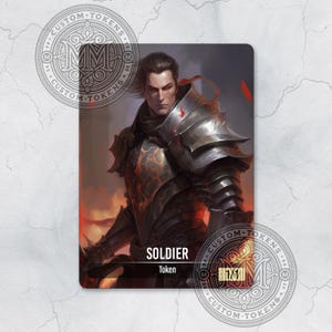 SOLDIER Token - Green - Custom Art Token - Anime style - Armored Knight