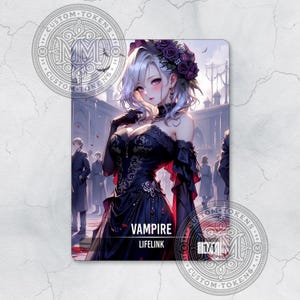 VAMPIRE Token 1/1 - Lifelink, Custom Art Token - Anime style - Alluring Immortal: Beautiful Vampire Hidden Among the Multitude
