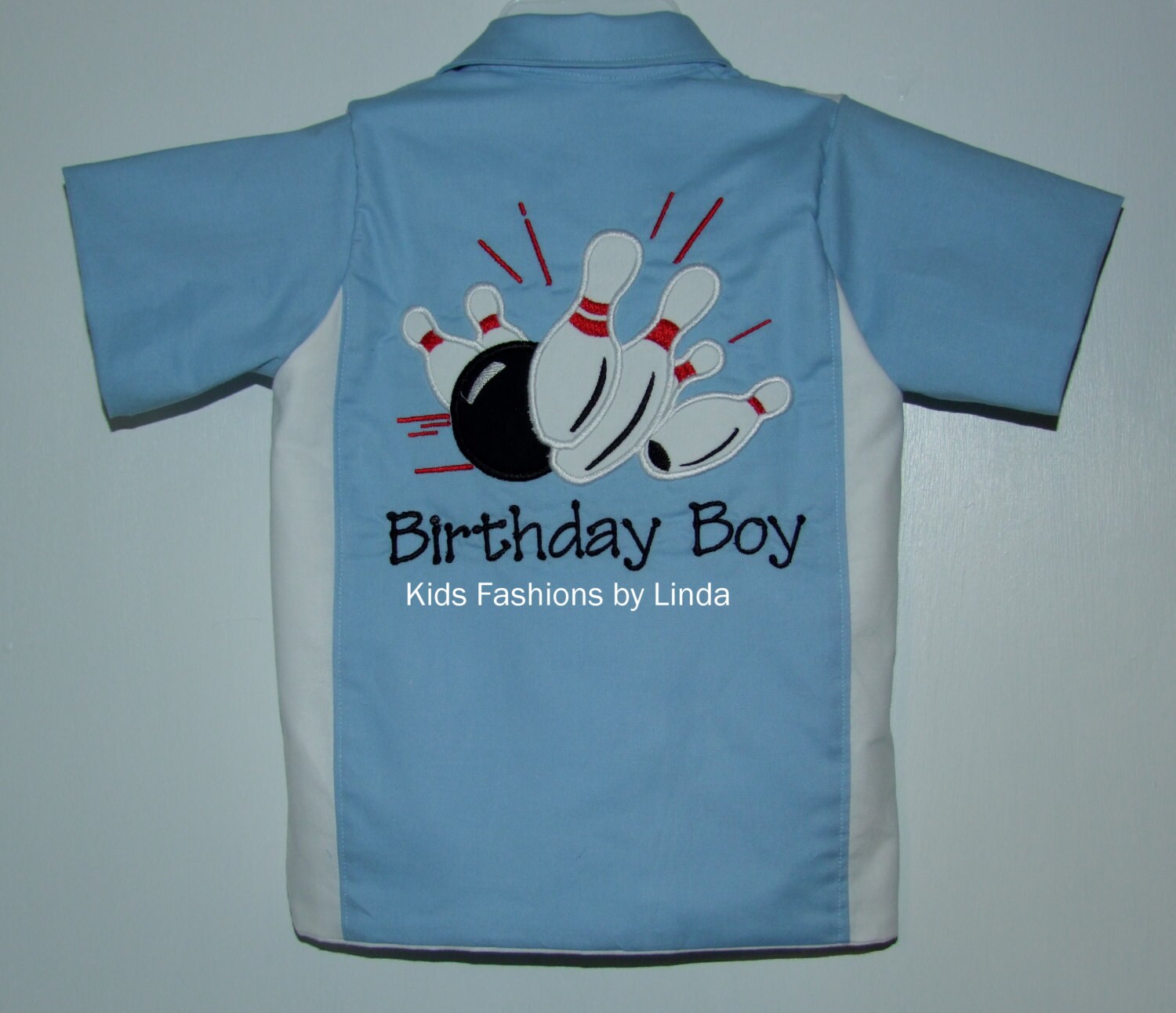 Light Blue/White Birthday Boy Bowling Shirt Etsy