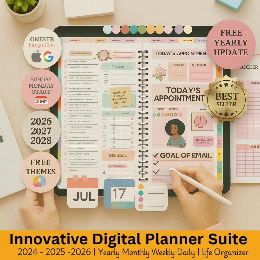 All-in-one ADHD Digital Planner 2026, Undated Daily Weekly Monthly iPad ...