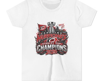 Hurricanes Stanley Cup Champions 2026 Youth T-Shirt | Hockey Trophy Graphic