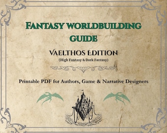 Planificador de creación de mundos de fantasía en PDF: Construye mundos de fantasía oscura y de alta fantasía para escribir o diseñar juegos.