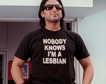 Nobody Knows I'm A Lesbian Shirt | Minimalist Dark Humor Unisex Tee