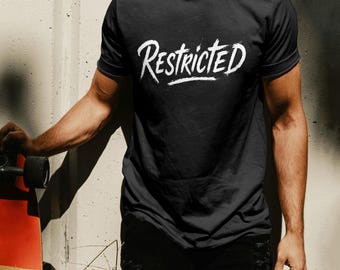 Restricted Grunge Streetwear T-Shirt – Distressed Graphic Tee for Rebels