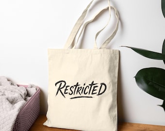 Restricted Tote Bag – Edgy Minimalist Canvas Streetwear Shopper