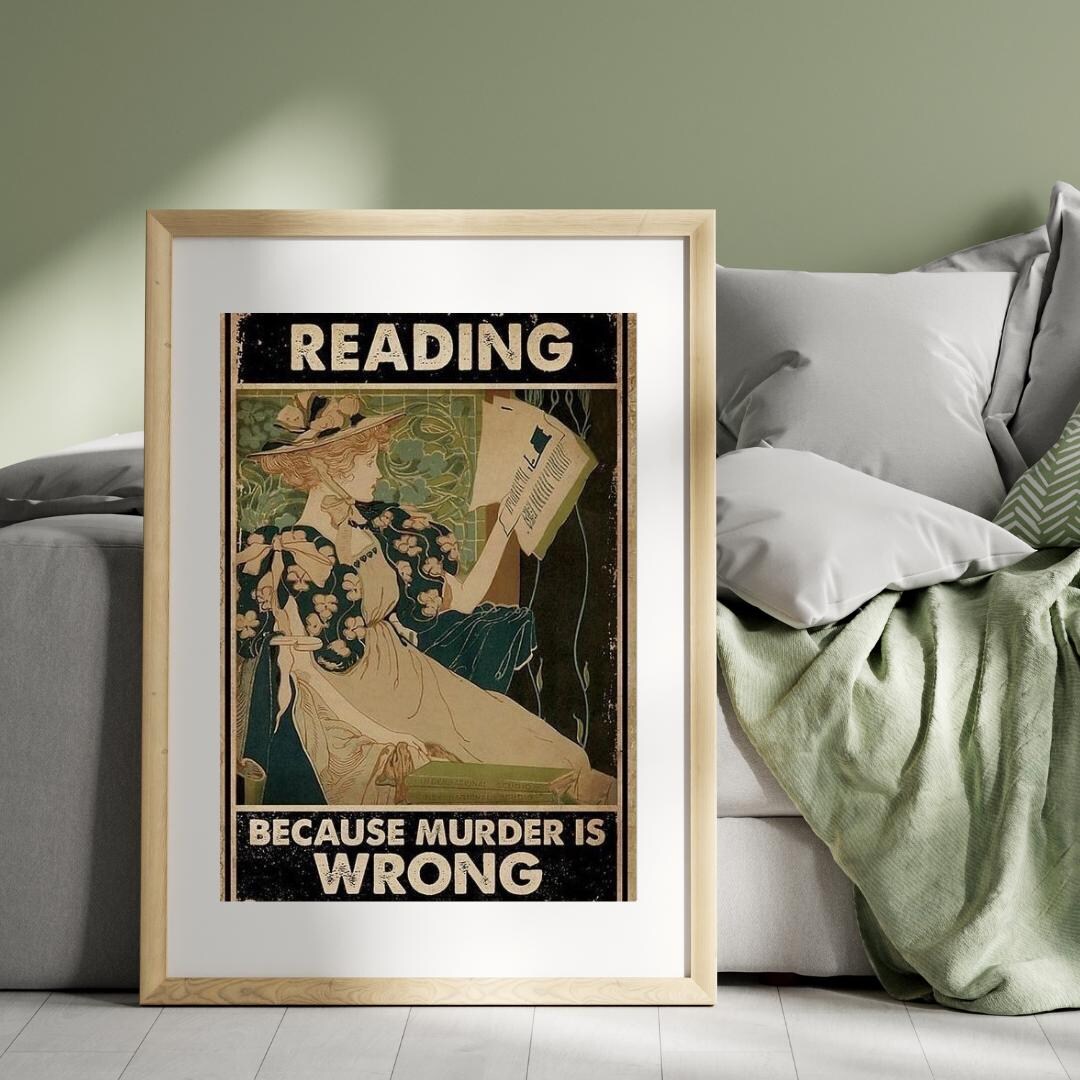 Vintage Reading Poster – Humor Quote Wall Art for Bookworms - Etsy
