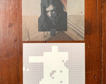 Rzadkie dwustronne strony z grafiką inspirowaną Aphex Twin – w stylu pikselowym i sitodrukowym