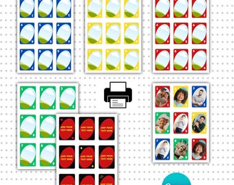 Plantilla de carta UNO editable, baraja de cartas de Canva, cartas de juego personalizadas, descarga digital imprimible