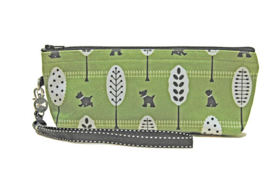 Cute Top Dog Handmade Zipper Pouch Green Black Etsy