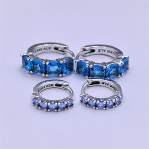 pandora silver s925 ale sprankelende lichtblauwe stapel oorbellen
