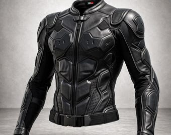 Men’s Black Leather Armored Motorcycle Jacket – Tactical CE Protection Biker Riding Gear