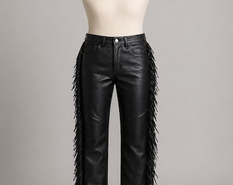Men's Genuine Suede Fringe Pants Western Cowboy Style Rodeo Outfit