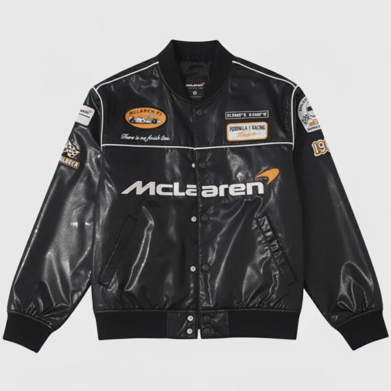 McLaren F1 Leather Bomber Jacket | Handmade Retro Racing Outerwear