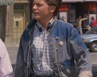Vintage 80's BTTF Guess Jeans Denim Jacket Sz Med Marty Mcfly Back
