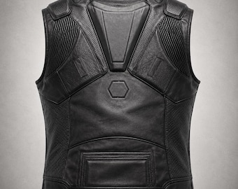 Colete de couro preto masculino com proteção para motociclistas – Equipamento tático de proteção CE para motociclistas