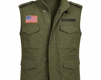 Colete utilitário militar masculino, colete tático verde-oliva, colete sem mangas estilo militar, colete de campo, colete para caça ao ar livre, colete cargo casual