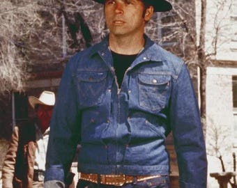 Jaqueta jeans Billy Jack de Tom Laughlin | Jaqueta azul estilo motociclista | Jeans masculino vintage inspirado em filmes