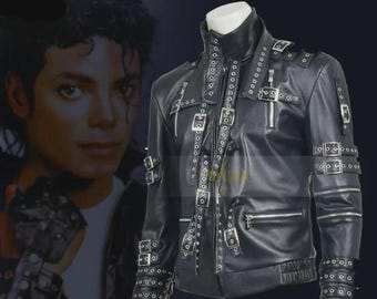 80s Black Leather Biker Jacket Retro Concert Style Cosplay Outfit Vintage Music Inspired Jacket