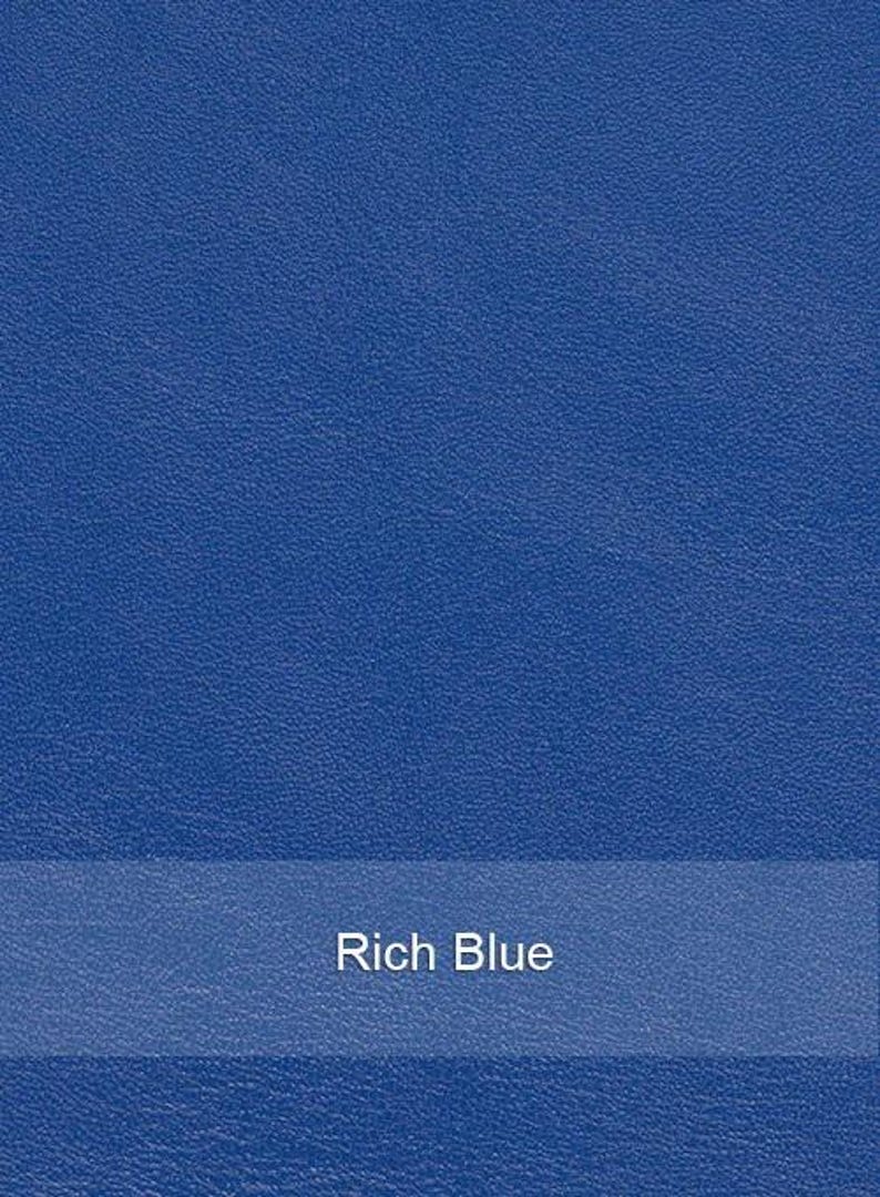 Puede incluir: Primer plano de una superficie azul intenso texturizada. Las palabras "Rich Blue" se muestran en una barra horizontal transparente en la parte inferior de la imagen. El fondo es azul oscuro s&oacute;lido.