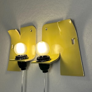 Handmade Ceramic Wall Sconces, Yellow Dimmable Plug-in Lamps, Easy Install Lighting image 1