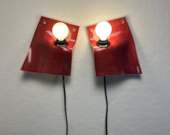 Pair of Burgundy plug-in Sconce, dimmable lamp for Bedroom, Living Room & Hallway, Easy Install Modern Wall Light, Contemporary Accent