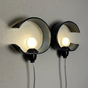 Pair of Blue plug-in Sconce, dimmable lamp for Bedroom, Living Room & Hallway, Easy Install Modern Wall Light, Contemporary Accent Lighting