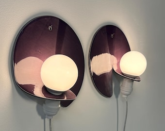 Pair of Purple Ceramic Sconce, Modern Dimmable Wall Lamp, Plug-In Ambient Light