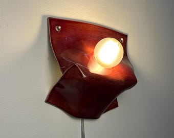 Burgundy Ceramic Wall Sconce, Modern Minimalist Plug-In Accent Light, Sculptural Wall Lamp for Bedroom, Living Room, Dining Room