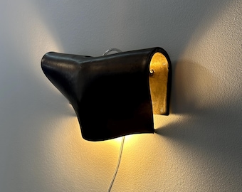 Handmade Bronze Ceramic Wall Sconce, Modern Plug-In Lamp, Geometric Sculptural Light