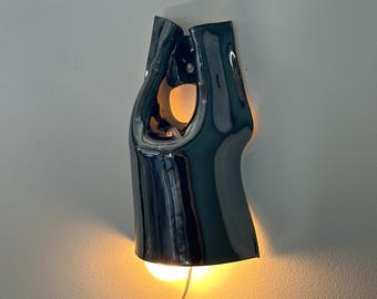 Silver Gray Ceramic Wall Sconce, Modern Plug-In Lamp, Easy-Install Geometric for Bedrooms, Living Rooms & Dining Areas, Contemporary Light