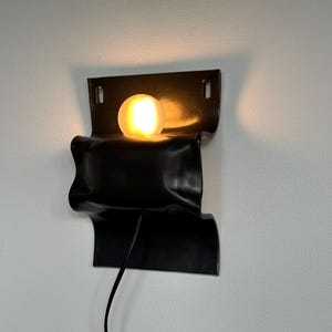 Black Plug-in Sconce, Ceramic Dimmable Wall Lamp, Unique Handmade Lighting for Bedroom, Living Room, Dining Room, Modern Interior Gift