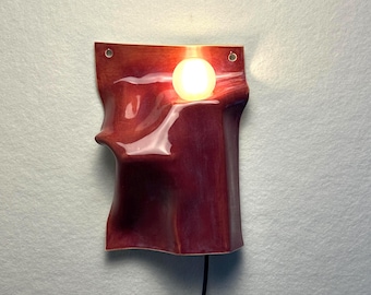 Modern Burgundy Plug-in Wall Sconce, Minimal Design for Bedrooms, Living Rooms & Dining Room, Contemporary Accent Light, Interior Design