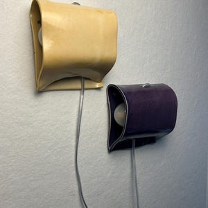 Handmade Ceramic Wall Sconces, Yellow and Purple Ambient Lighting, Plug-in Sconces image 7