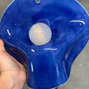 Blue Ceramic Wall Sconce, Plug-In or Hardwired Wall Light, Crystal Glaze, Unique Handmade Finish, Modern Dimmable Lamp, Bedroom Lighting image 12