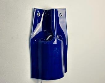 Cobalt Blue Sconce, Plug-In Dimmable Ceramic Wall Lamp, Minimal Lighting for Bedroom, Living Room, Dining Room, Home Redesign