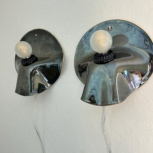 Pair of Silver/Gray plug-in Sconce, dimmable lamp for Bedroom, Living Room & Hallway, Easy Install Wall Light, Contemporary Accent Lighting image 6
