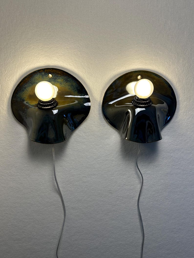 Pair of Silver/Gray plug-in Sconce, dimmable lamp for Bedroom, Living Room & Hallway, Easy Install Wall Light, Contemporary Accent Lighting image 3