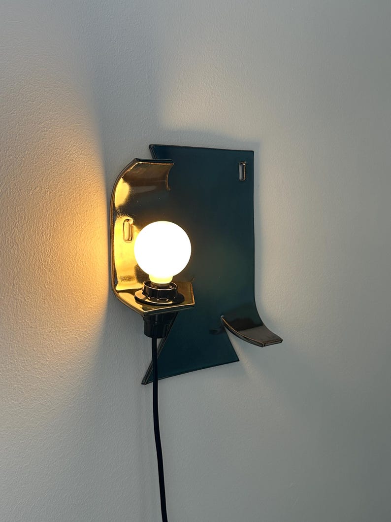 Ceramic Silver Wall Sconce, Plug-In Dimmable Wall Lamp, Sculptural Accent Light, Modern Ceramic Lighting, Unique Wall Decor, Bedside Light image 5