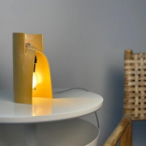 Handmade Yellow Ceramic Table Lamp, Dimmable Bedside Accent Light, Modern Decor image 8