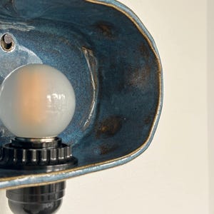 Handmade Blue Ceramic Plug-In Wall Sconce, Dimmable Modern Accent Light image 11