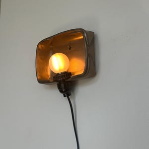 Gold Ceramic Sconce, Plug-In Dimmable Wall Light, Contemporary Accent (6" x 6.5") image 6