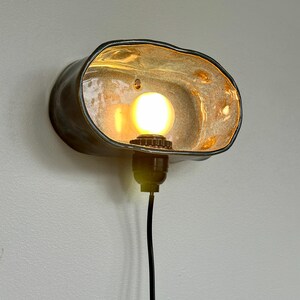 Handmade Blue Ceramic Plug-In Wall Sconce, Dimmable Modern Accent Light image 5